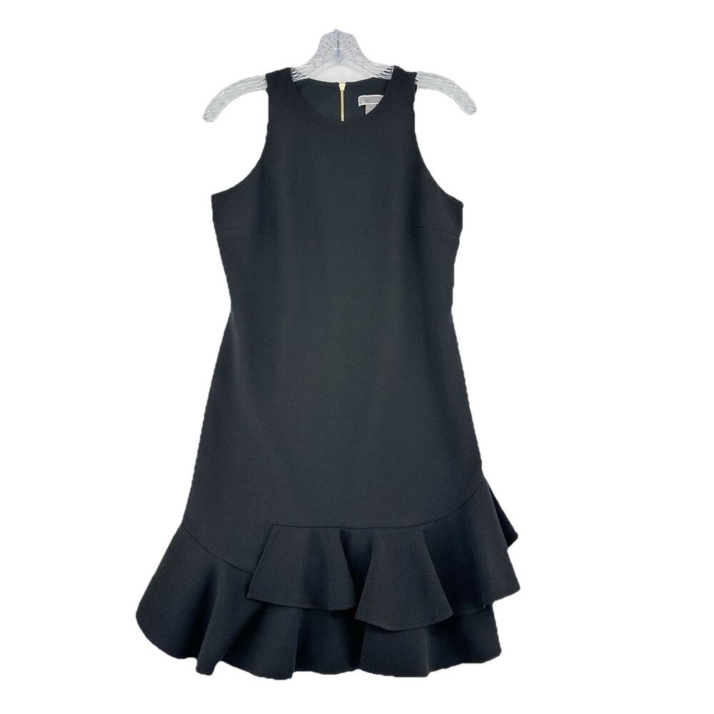 Chelsea 28 Black Ruffle Hem Sleeveless Dress Size 4 Preowned Party Cocktail